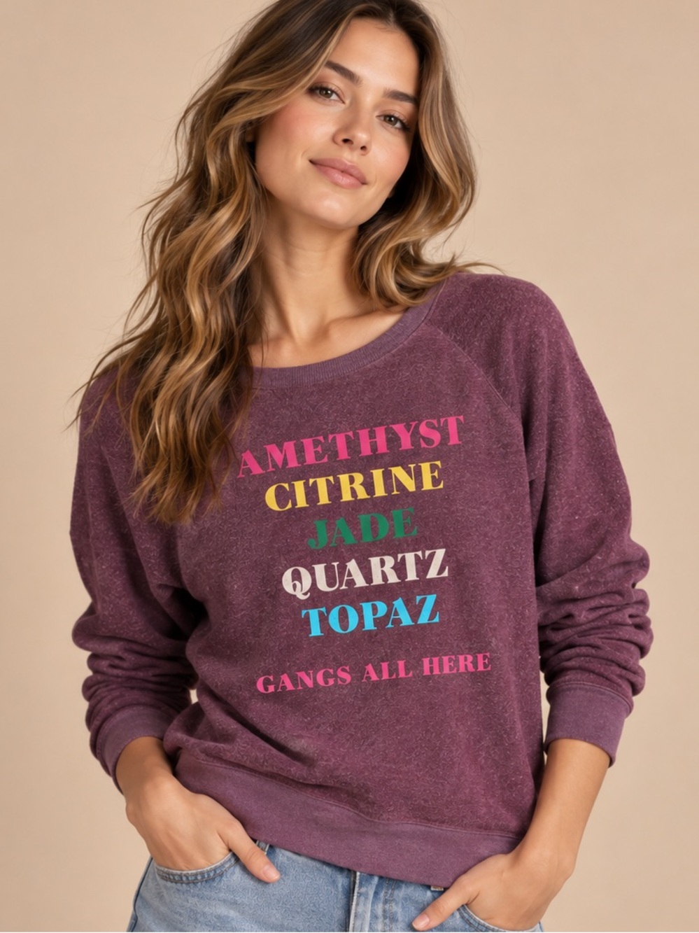Wildfox Crystal Gang Graphic Sweatshirt Purple Women's L